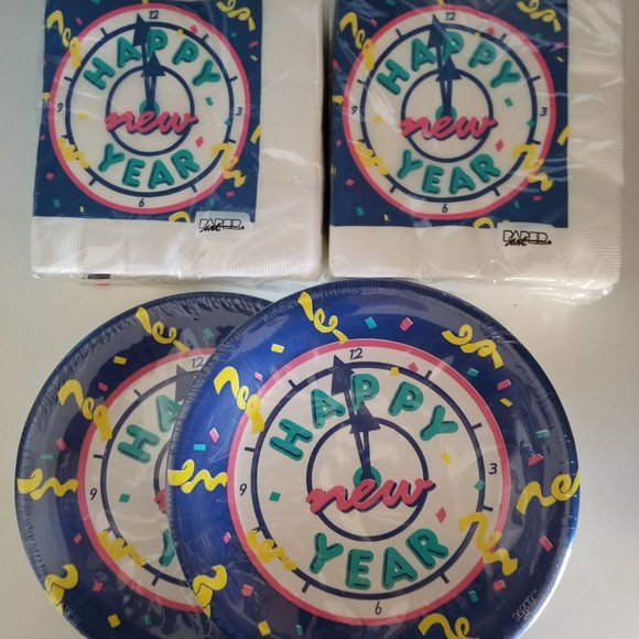 NEW Happy New Year 75 Plates and 150 Napkins - Picture 2 of 7